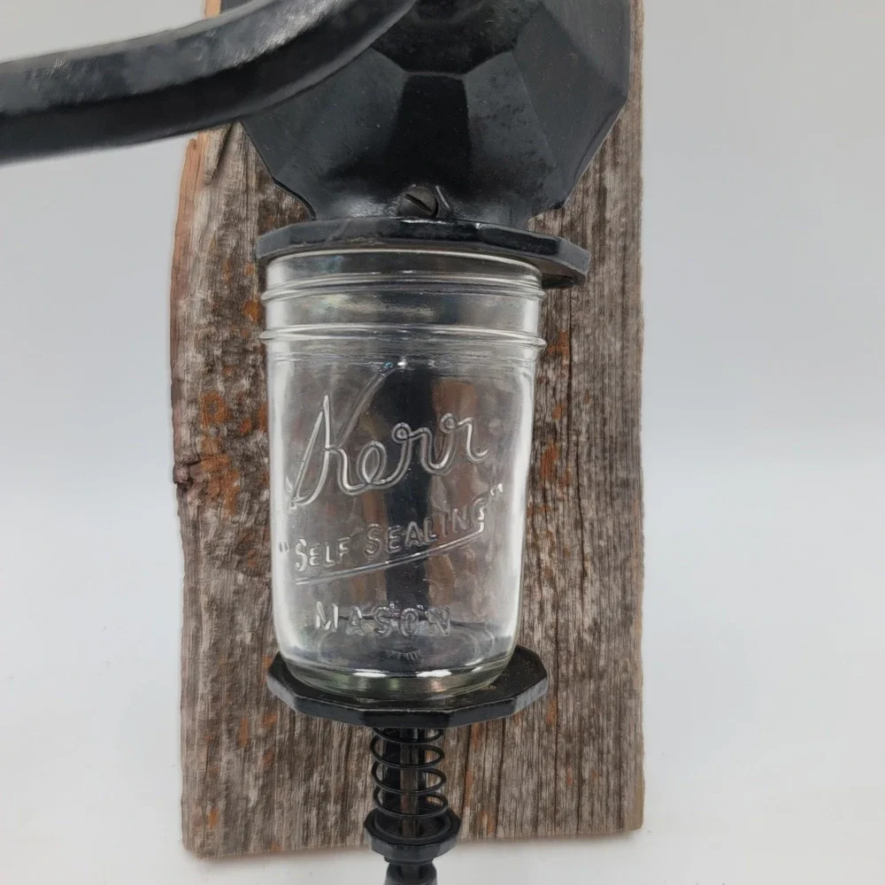 Arcade Crystal No 4 Wall Mount Coffee Grinder Cast Iron Rustic Wood Farmhouse